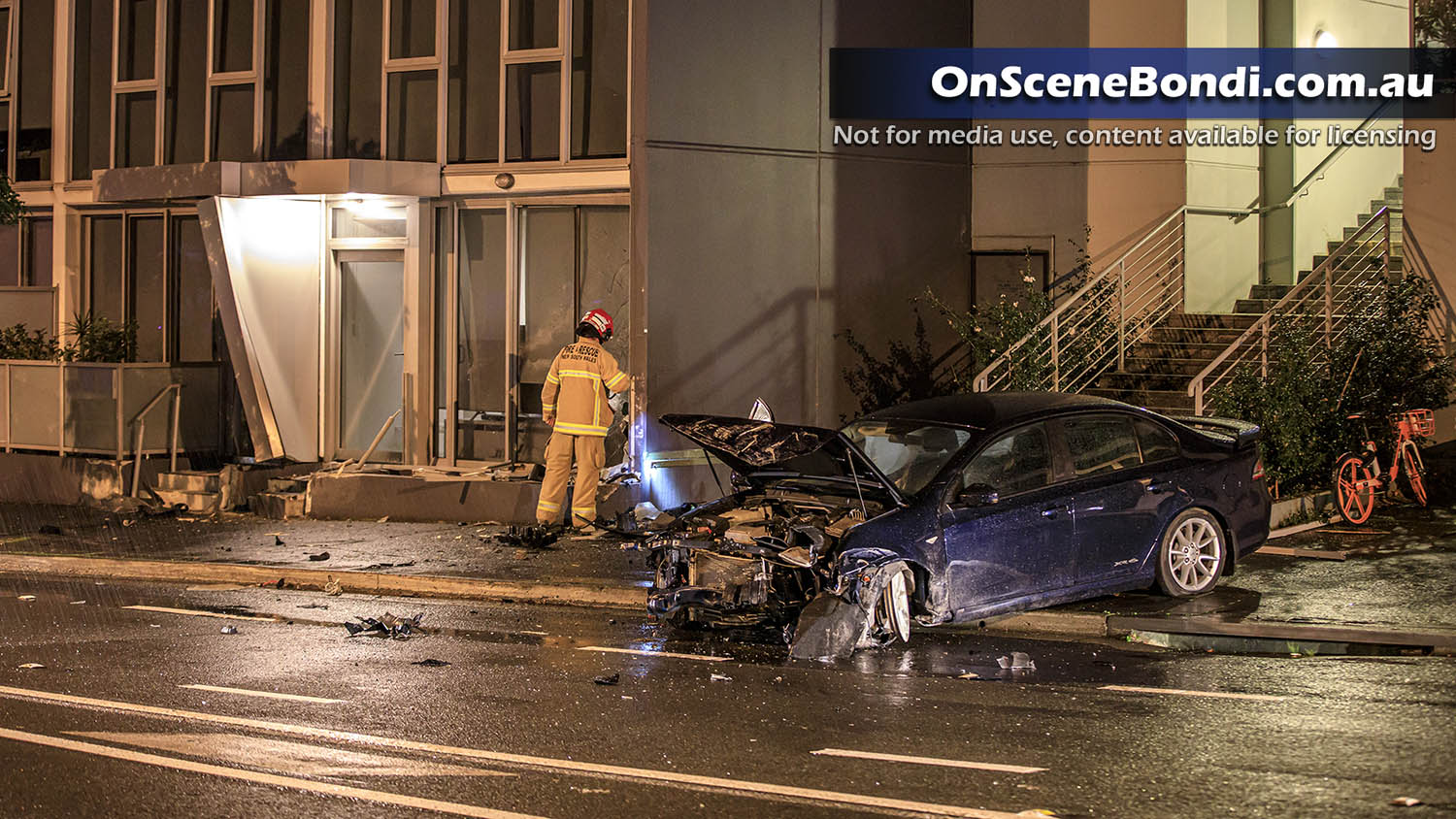 Police search for driver after stolen car crashes into building in Waterloo