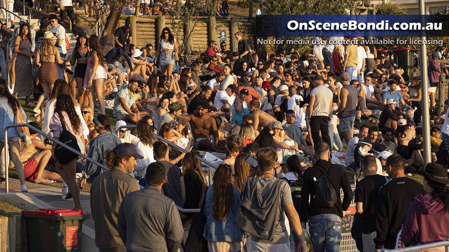 Business as usual and crowds enjoy a classic Bondi Sunset