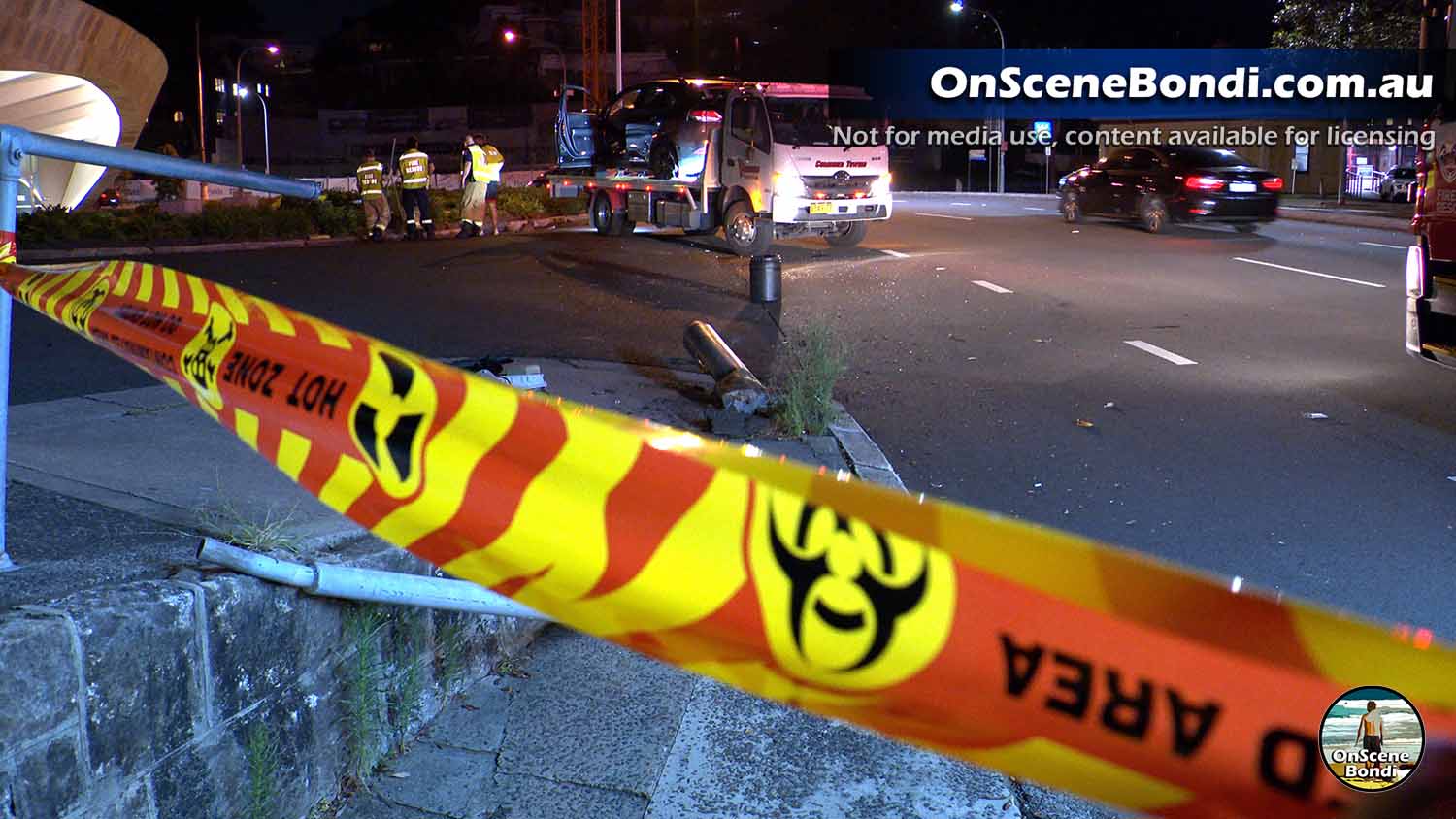 Power pole sheared off following crash in Rose Bay